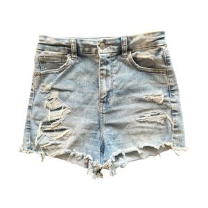 AE American Eagle Curvy Hi-Rise Shortie Denim Cutoff shorts size 2
